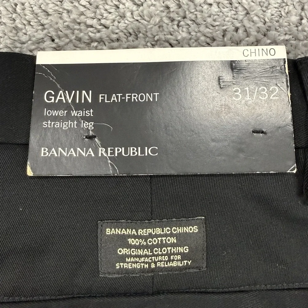 VTG Banana Republic Gavin Chino Pants Men's NWT 31x32 Black Flat Front Straight